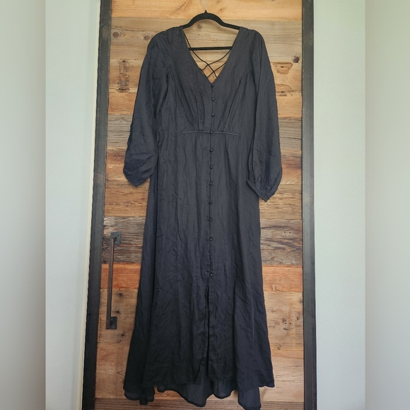 NWOT Free People Later Days Lattice Strappy Back Maxi Dress With Front Slit - Picture 4 of 5